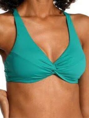 La Blanca Island Goddess Twist Bikini Top Emerald Size 8 NWT